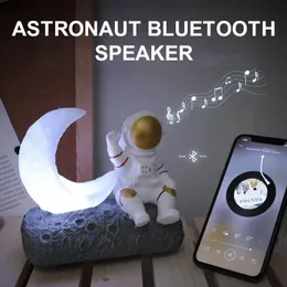 Högtalare astronaut trådlös Bluetooth -högtalare ledde lysande månljus smart säng nattlampa födelsedagspresent för vardagsrum
