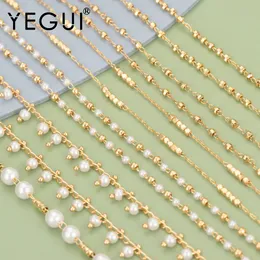 Bracciali Yegui C79,Accessori di gioielli,Catena fai da te, Placcato oro,0,3 micron,perla,Fatto a mano,Creazione di gioielli,Collana a catena fai da te,1m/lotto