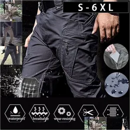 Calças masculinas Calças Táticas Carga Homens Calças de Combate Exército Militar Mtiple Bolsos Trabalho Caminhadas Casual Plus Size 6Xl Drop Deliv Dhokn