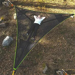 Hängmattor Portable Hammock Mtifunctional Triangle Aerial Mat för utomhuskamträd tält MTI Person Sleep Pad J230302290Z Drop Delivery H DHOQC