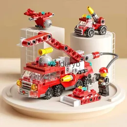 Magnetiska block Small Particle Mini Fire Truck Police Car Series LDRENs pussel Toys Military Building Blocks Boy AssemblyVaiduryb