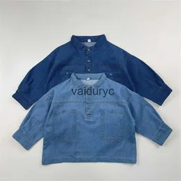 Camicie per bambini 2024 Spring Nuovi camicie a maniche lunghe LDRY Big Boys Girls Denim Cardigan Baby Tops Shirts Shirts Case H240508