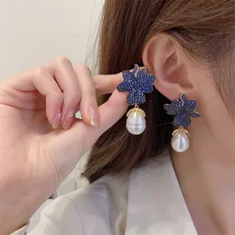 Boucles d'oreilles pendantes à la mode coquille perle fleur Stud pour femmes mode oreille bonbons Femme Brinco gros bijoux