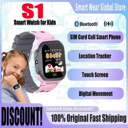 Orologi intelligenti Orologio intelligente Regalo per bambini Ragazzi Ragazze Orologi SIM Card Chiama Smart Phone con touch screen leggero Sport Inglese LBS Localizzatore di posizione S1