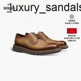 Berluti Mens Leather Shoes Dress Springsummer 24 New Alessio Scritto Pattern Derby Cachemire 065 RJ