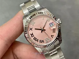 الساعات GS Mens حجم 31mm مزدوج مضاد للماء الزجاج البلوري الأزرق 2236 حركة محدب مضاد للشفاء الساعات التقويم المكبر الشفافة