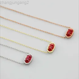 Designer Kendras Scotts Neclace Jewelry Instagram Minimalistiska ovala röda glashängen Kort halsband Neckkedja Lärben Kedja