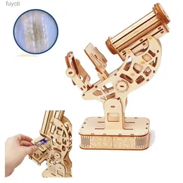 Arts and Crafts 3d Wooden Microscope Puzzle Kits Models for Child Science Lab Biology Experiment Constructor DIY Assembly To Build 10x Amplify YQ240119