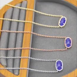2024 Designer Kendras Scotts Halskette Schmuck Instagram Minimalistische ovale blaue Katzenauge Anhänger Halskette Halskette Schlüsselbeinkette