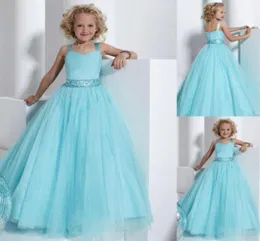 Sky Blue Girls Pageant Dresses Toddler Pageant Dress with Crystals Belt Kids Ball Gowns Plus Size Wedding Flower Girls Gowns Custo1407785