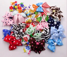 100pcs DIY 2 "Mini Print Cheer Bow Hairbow Address Mulet Color Sciped (No Clip) BJ