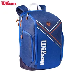 Torby Wilson Super Tour Tennis Backpack RG France Open Sport Toris Bag Hold 2 Racquet z Thermoguard Pocket Blue WR8018301001