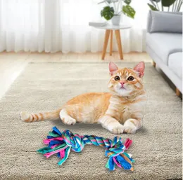 Cat Toys Chews Pets Dog Cotton Chews Knot Toys Colorful Durable Braided Bone Rope High Quality Supplies Funny Puppy Cat Toy