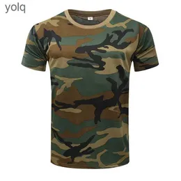 Męskie koszulki mężczyźni swobodny krótki rękaw taktyczne koszulki wojskowe kamuflaż T-shirt Szybki suchy sucha na siłowni na zewnątrz koszulka