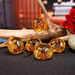 Arts and Crafts K9 Crystal Golden Pig Figurines Miniatures Glass Animal Pet Miniaturowa dekoracja domu Fengshui Cute Ornaments Prezenty dla dzieci YQ240119