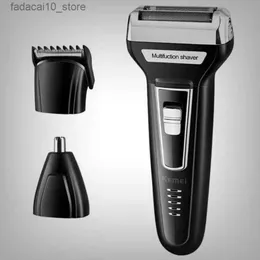 Electric Shavers Męski zestaw do pielęgnacji 3in1 ładowalny broda elektryczna golarka golarka twarz Electric Razor Bald Maszyna głowicy Q240119