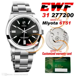 EWF 277200 31mm Miyota 6T51 Relógio automático feminino com mostrador preto, marcadores, caixa de aço 904L, pulseira, melhor edição, mesmo cartão de garantia serial Timezonewatch EW31C