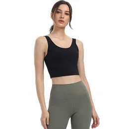 Sutiã esportivo feminino, sutiã esportivo acolchoado com alças ajustáveis, sutiã de yoga longline treino fitness colheita regata LU-MELUCK