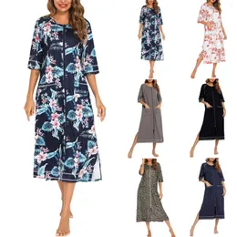 Damen-Nachtwäsche, Rubehoow-Hausmantel, mit Reißverschluss vorne, Bademäntel, halbe Ärmel, Bademantel, volle hohe Taille, Club-Abend-Partykleid, Rüschen, Boho