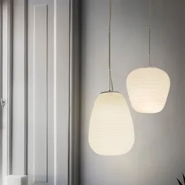 Nuova lampada a sospensione Cocoon a spirale in vetro bianco nordico per tavolo da pranzo da cucina, sala studio, E27, lampada a sospensione a LED per decorazioni per la casa