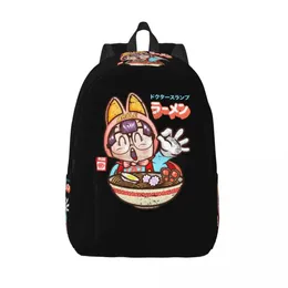 Taschen Arale Noodle Ramen Canvas Rucksack für Frauen MEN MEN COLLEGE SCHULE SCHULE BUCHBAY PASSEN 15 Zoll Laptop Dr. Slump Japan Manga -Taschen