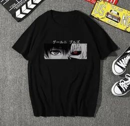 Summer Japprint Anime Tokyo Ghoul Eyes unisex punk Dark Black T Shirt Ins Retro Men Ladies Harajuku swobodne mody krótkie rękawy To5691041