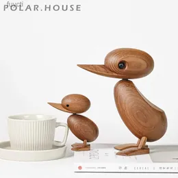 Artes e Ofícios Famosas Estatuetas de Pato de Madeira Decoração de Casa Artesanato Decoração de Quarto Bonecas de Madeira Pato Mãe e Bebê Miniaturas Designs Nórdicos Presentes Brinquedos YQ240119