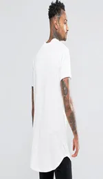 Todos os novos homens t camisa estendida tshirt roupas masculinas bainha curvada linha longa topos camisetas hip hop urbano em branco justin shirts5313743