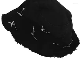 Berets Casual Bucket Hat Headgear Black Beanie Gothic Cloche Studded Fisherman For Trendsetter