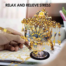 Craft Tools Piececool 3D Adult Puzzle Metal Model Build DIY Kit - Phoenix Crown DIY Teen Craft Kit Anxiety relieving jigsaw puzzle Set Gre YQ240119