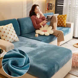 Velvet Sofa Cushion Cover Living Room Corner Sektionssäte 200gsm Thicken Elastic Furniture Protector 240119