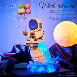 Blocks 1888pcs Astronauta Builds z LED Light Confession Balon Whale Astronauta Mini Diamond Bricks Toys for Childrens Prezenty