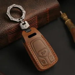 Genuine Leather Car Key Cover for Audi A4 B9 A5 A6 8S 8W Q5 Q7 4M S4 S5 S7 TT TTS TFSI RS Keyring Shell Fob Case Holder