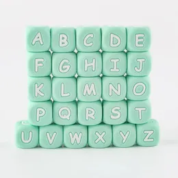 Girocolli Kovict 50/100/200/500/1000 pezzi 12mm lettere in silicone verde perline per creazione di gioielli fai da te braccialetto ciuccio accessori catena