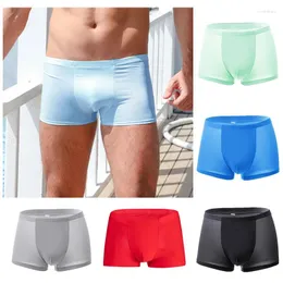 Mutande Intimo Uomo Mutandine Boxer in seta di ghiaccio Senza cuciture Stile sexy Uomo Boxer ultrasottili traspiranti Uomo