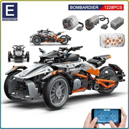 Block 1228 st City Technical App Remote Control Moter Power Motorcykel Byggnadsblock Bricks MOC Motorcykel Model Boy Toy for Kids Gift 240120