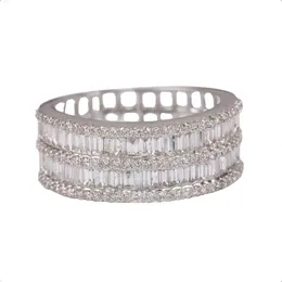 Trendy New Arrival Solid 18k White Gold Gifting Fine Jewelry Natural Baguette Diamond Eternity Band Ring Manufacturer Supplier