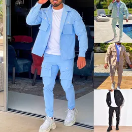 Set di leggings casual da uomo di moda europea e americana, set di giacche di abbigliamento alla moda
