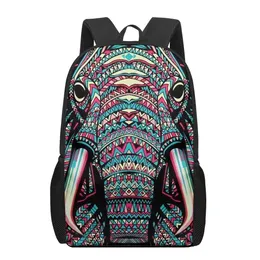 Sacos indiano animal elefante arte impressão adolescente saco de escola meninos meninas crianças mochila estudante saco de livro mulher homens diariamente mochilas casuais