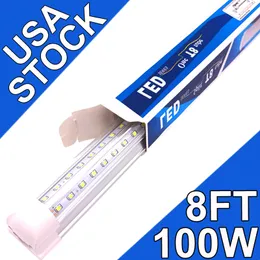 8ft LED mağaza ışığı, 100W 14400lm 6500K, Temizle bağlantılı LED Tüp Işıkları, V Şekli Entegre T8 LED aydınlatma, Garajlar için LED Tavan Işıkları