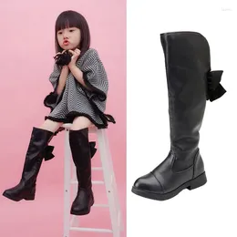 Boots Children Girls Knee-High Princess Children's Tall High Kids Shoes Black Bow