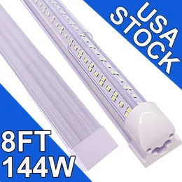 LED T8 Entegre Tek Fikstür, 8ft 18000lm, 6500K Süper Parlak Beyaz, 144W Yardımcı Fayda LED Mağaza Işığı, Tavan ve Dolap Işık Kablosu Elektrikli Garaj Yükselt