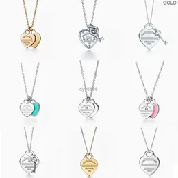 T Necklaces Pendan Classic -home S925 s Erling Silver Double Hear Pla e Wi h Drip Glue and Diamond Ed Ie Necklace O89z