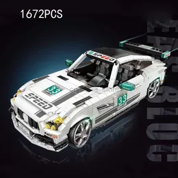 Блоки 1 18 Scale Benz Super Sport Car Amg Gt Mini Block Автомобиль Гоночная модель Строительные кирпичи Сборка игрушек Коллекция для мальчиков Подарки 240120