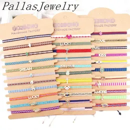 الأساور 10pcs سوار نمط النمط من CZ مضفر للنساء Pulseras Mujer Bohemian قابلة للتعديل يدوية الحبل اليدوي 2020 بوهو المجوهرات