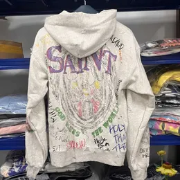 Męskie bluzy bluzy kolorowe graffiti pełny druk Święty Michael bluzy Hojen Wysokiej jakości prawdziwe zdjęcie mężczyzn Kobiety Street Hip Hop Style Saint Pullover J240120