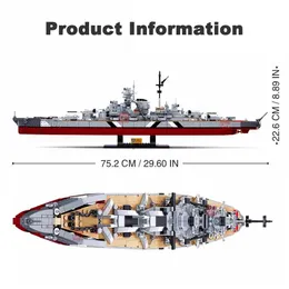 Blocks WW2 navios de guerra militares KMS 2in1 Bismarck Battleship Frota Collection Blocks Building Model Toy para Kids Boy Gift