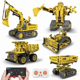 Blocks 5 In 1Technical Car Excavator APP Remote Control Power Bricks Building Blocks Engineering Truck Toys Kids Moc Sets Gift K96137 240120