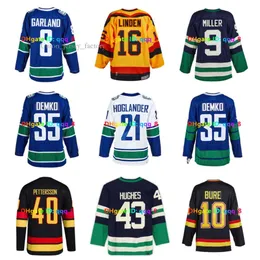 Quinn Hughes Elias Pettersson Canucks CCM Hockey Jersey Conor Garland Nils Hoglander Kuzmenko J.T. Miller Thatcher Deo Gino Odjick Pavel B 2055