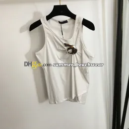 Stylish Pleated Sleeveless Vest Hardware Embellished Knit Vest Summer Stylish Comfortable T Shirt Women Slim Fit Tank Tops